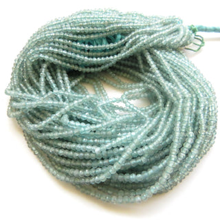 10 Strands Wholesale 3mm Natural Aqua Blue Chalcedony Faceted Round Rondelles Beads, Aqua Chalcedony Round Beads, 12 Inch Strand, GDS1471