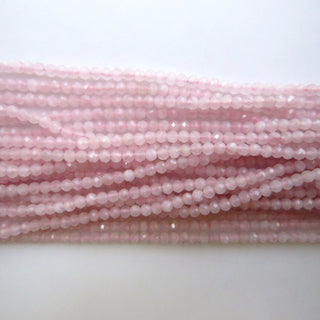 3mm Natural Rose Quartz Faceted Round Rondelles Beads, Pink Rose Quartz Faceted Round Beads, 12 Inch Strand, GDS1476