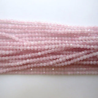 10 Strands Wholesale 3mm Natural Rose Quartz Faceted Round Rondelles Beads, Pink Rose Quartz Faceted Round Beads, 12 Inch Strand, GDS1477