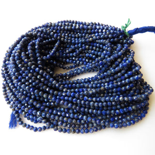 3mm Natural Lapis Lazuli Faceted Round Rondelles Beads, Blue Lapis Lazuli Faceted Round Beads, 12 Inch Strand, GDS1480