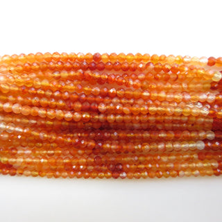 3mm Natural Carnelian Faceted Round Rondelles Beads, 3mm Faceted Shaded Carnelian Round Beads, 12 Inch Strand, GDS1490
