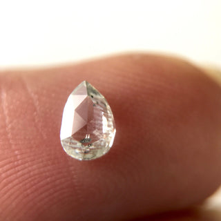 0.25 Carat 5.4mm Clear White Salt And Pepper Pear Shape Diamond Rose Cut Loose Cabochon Faceted Natural Genuine Conflict Free DDS615/26