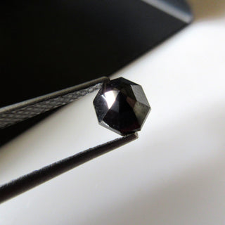 7.5mm/1.60CTW Hexagon Shield Shape Black Rose Cut Diamond Loose Cabochon, Faceted Rose Cut Diamond For Ring, DDS620/5