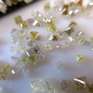 10 Pieces 1mm To 2mm Fancy Color White Yellow Red Princess Cut Faceted Natural Genuine Diamond Loose For Ring DDS609/3