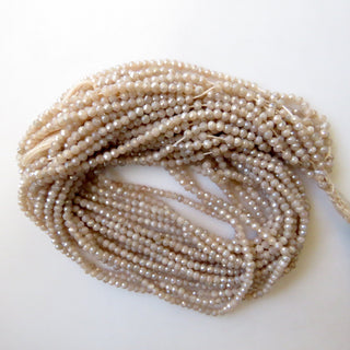 3mm Natural Coated Peach Moonstone Faceted Round Rondelles Beads, 3mm Faceted Moonstone Round Beads, 12 Inch Strand, GDS1498