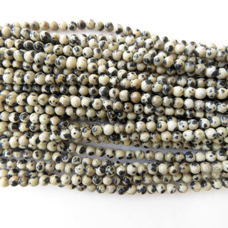 4mm Natural Dalmation Jasper Spotted Jasper Smooth Round Beads, 4mm Spotted Jasper Round Beads, 15 Inch Strand, GDS1504