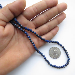 Lapis Lazuli Smooth Round Beads, 4mm Lapis Lazuli Beads, 13 Inch Strand, Sold As 1 Strand/10 Strand, GDS1512