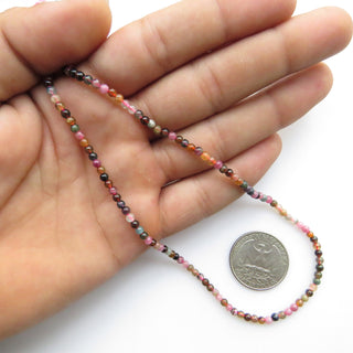 3mm Multi Tourmaline Smooth Round Beads, Wholesale Pink Green Tourmaline Beads, Sold As 1 Strand/10 Strand, GDS1517