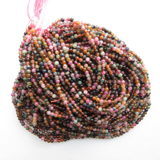 3mm Multi Tourmaline Smooth Round Beads, Wholesale Pink Green Tourmaline Beads, Sold As 1 Strand/10 Strand, GDS1517