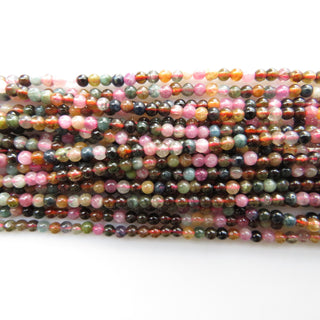 3mm Multi Tourmaline Smooth Round Beads, Wholesale Pink Green Tourmaline Beads, Sold As 1 Strand/10 Strand, GDS1517