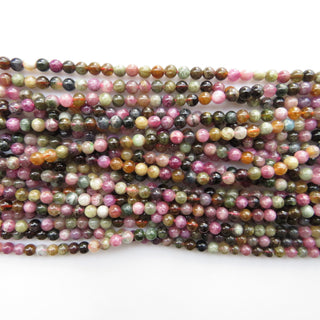 5mm Multi Tourmaline Smooth Round Beads, Pink Green Tourmaline Beads, Sold As 1 Strand/10 Strand, GDS1521