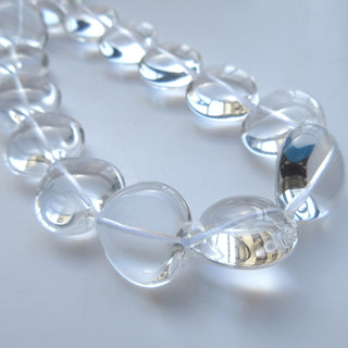 Crystal Quartz Smooth Heart Beads, Natural Clear Quartz Rock Crystal Vertical Drilled Heart Beads, 18mm Beads, 15 Inch, GDS1523