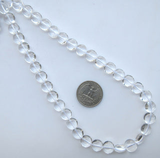 10mm Crystal Quartz Smooth Coin Beads, Natural Clear Quartz Rock Crystal Vertical Drilled Coin Beads, 15 Inch, GDS1527