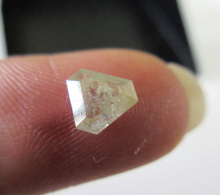 OOAK 0.50CTW/5.2mm Clear White/Very Light Yellow Shield Shaped Diamond Rose Cut Loose Cabochon, Faceted Rose Cut Diamond Loose, DDS620/14