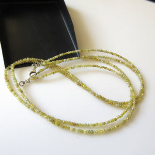 2 Line Yellow Diamond Necklace With Clasp, Yellow Raw Rough Diamond Rondelles, Conflict Free Yellow Rough Diamond, 1.5mm To 2mm, 16"/17"