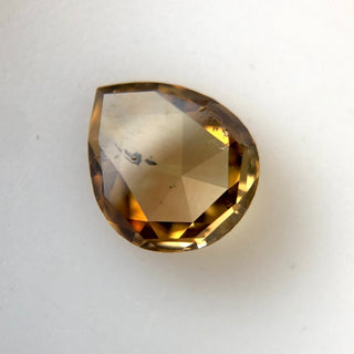 0.55CTW/6.8mm Clear Champagne Brown Double Cut Pear Shaped Diamond, Faceted Champagne Brown Pear Rose Cut Diamond Loose For Ring, DDS621/2