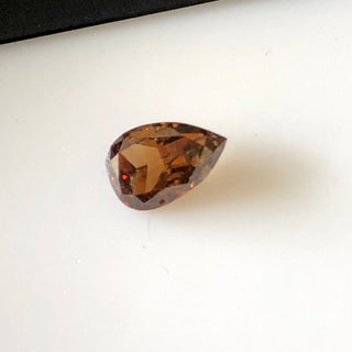 0.70CTW/7.2mm Clear Cognac Brown Brilliant Cut Pear Shaped Diamond, Faceted Cognac Brown Pear Rose Cut Diamond Loose For Ring, DDS621/3