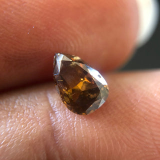 0.70CTW/7.2mm Clear Cognac Brown Brilliant Cut Pear Shaped Diamond, Faceted Cognac Brown Pear Rose Cut Diamond Loose For Ring, DDS621/3