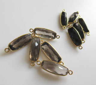 4 Pieces Barrel Shaped Black Onyx 925 Silver Bezel Connector Charm, 20x8mm Single/Double Loop 925 Silver Gemstone Connector Charm, GDS1629