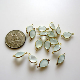 8 Pieces 11x9mm Natural Green Onyx Faceted Pear 925 Silver Bezel Gemstone Connector Charm, Single/Double Loop Onyx Pear Charms, GDS1640