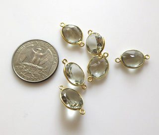 6 Pieces 12x10mm Blue Chalcedony Oval 925 Silver Bezel Connector Charm, Single/Double Loop Oval Chalcedony Gemstone Connector Charm, GDS1646