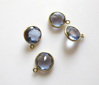 10 pcs 10mm Natural Smoky Quartz Round 925 Silver Bezel Connector Charm, Single/Double Loop Smoky Quartz Gemstone Connector Charm GDS1668