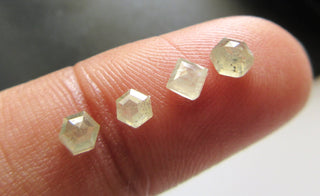 4 Pieces 3.2mm to 3.8mm Clear White/Very Light yellow Mixed Shape Faceted Rose Cut Diamond Loose Cabochon, Rose Cut Diamond Loose, DDS616/32