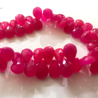 Hot Pink Chalcedony Pear Briolette Beads, Pink Chalcedony 12mm Faceted Pear Gemstone Beads, Sold As 8 Inch/4 Inch Strand, GDS1533
