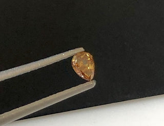 0.22CTW/4.2mm Clear Cognac Brown Brilliant Cut Pear Shaped Diamond, Faceted Cognac Brown Pear Rose Cut Diamond Loose For Ring, DDS621/18