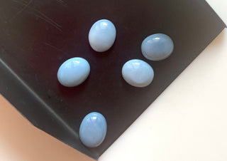 5 Pieces 9x7mm Each Blue Opal Oval Shaped Flat Back Smooth Loose Cabochons GDS1541/1