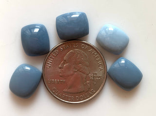 5 Pieces 12x10mm Blue Opal Rectangle Shaped Flat Back Smooth Loose Cabochons GDS1544/1