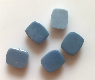 5 Pieces 12x10mm Blue Opal Rectangle Shaped Flat Back Smooth Loose Cabochons GDS1544/1