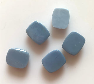 5 Pieces 12x10mm Blue Opal Rectangle Shaped Flat Back Smooth Loose Cabochons GDS1544/1