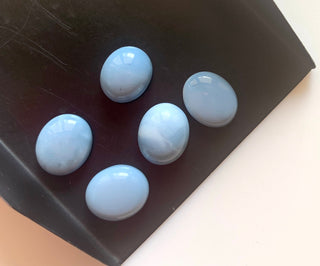 5 Pieces 12x10mm Blue Opal Oval Shaped Flat Back Smooth loose Cabochons GDS1546/1