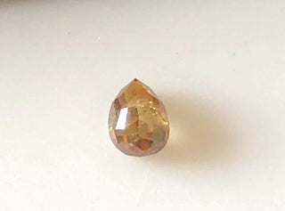 0.27CTW/4.7mm Clear Cognac Brown Brilliant Cut Pear Shaped Diamond, Faceted Cognac Brown Pear Rose Cut Diamond Loose For Ring, DDS621/21