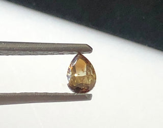 0.27CTW/4.7mm Clear Cognac Brown Brilliant Cut Pear Shaped Diamond, Faceted Cognac Brown Pear Rose Cut Diamond Loose For Ring, DDS621/21