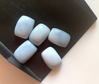 5 Pieces 14x10mm Huge Blue Opal Rectangle Shaped Flat Back Smooth Loose Cabochons GDS1549/1