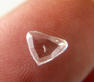 0.15 Carat 5.1mm Clear White Trillion Diamond Rose Cut Loose Cabochon Flat Back Double Cut Faceted Triangle Natural Conflict Free DDS615/22