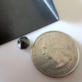 7.5mm/1.60CTW Hexagon Shield Shape Black Rose Cut Diamond Loose Cabochon, Faceted Rose Cut Diamond For Ring, DDS620/5