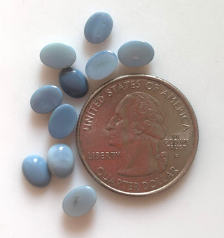 10 Pieces 7x5mm Each Blue Opal Oval Shaped Flat Back Smooth Loose Cabochons GDS1555/1