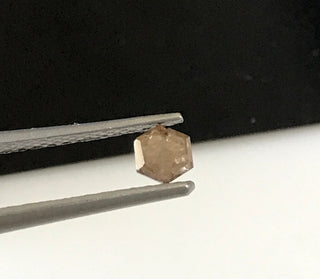 4.6mm/0.30CTW Clear Cognac Brown Hexagon Shaped Salt And Pepper Rose Cut Diamond Loose Cabochon, Faceted Diamond Rose Cut For Ring, DDS637/8