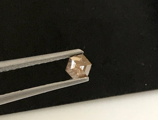 4.6mm/0.30CTW Clear Cognac Brown Hexagon Shaped Salt And Pepper Rose Cut Diamond Loose Cabochon, Faceted Diamond Rose Cut For Ring, DDS637/8