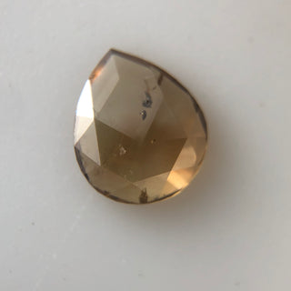 0.55CTW/6.8mm Clear Champagne Brown Double Cut Pear Shaped Diamond, Faceted Champagne Brown Pear Rose Cut Diamond Loose For Ring, DDS621/2