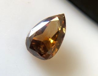 0.70CTW/7.2mm Clear Cognac Brown Brilliant Cut Pear Shaped Diamond, Faceted Cognac Brown Pear Rose Cut Diamond Loose For Ring, DDS621/3