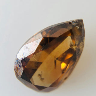 0.70CTW/7.2mm Clear Cognac Brown Brilliant Cut Pear Shaped Diamond, Faceted Cognac Brown Pear Rose Cut Diamond Loose For Ring, DDS621/3