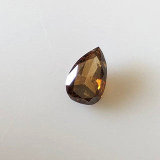 0.70CTW/7.2mm Clear Cognac Brown Brilliant Cut Pear Shaped Diamond, Faceted Cognac Brown Pear Rose Cut Diamond Loose For Ring, DDS621/3