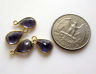 8 Pieces 11x9mm Natural Green Onyx Faceted Pear 925 Silver Bezel Gemstone Connector Charm, Single/Double Loop Onyx Pear Charms, GDS1640