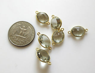 6 Pieces 12x10mm Blue Chalcedony Oval 925 Silver Bezel Connector Charm, Single/Double Loop Oval Chalcedony Gemstone Connector Charm, GDS1646