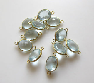 6 Pieces 12x10mm Blue Chalcedony Oval 925 Silver Bezel Connector Charm, Single/Double Loop Oval Chalcedony Gemstone Connector Charm, GDS1646