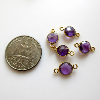10 Pieces 9mm/7mm Aquamarine Color Hydro Quartz Round Bezel Connector Charm Single/Double Loop Gemstone Connector Charm